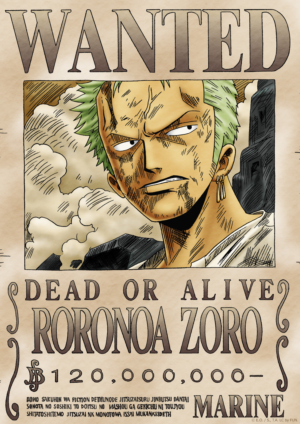 ONE PIECE WANTED: Dead or Alive Poster: Zoro ( Official Licensed